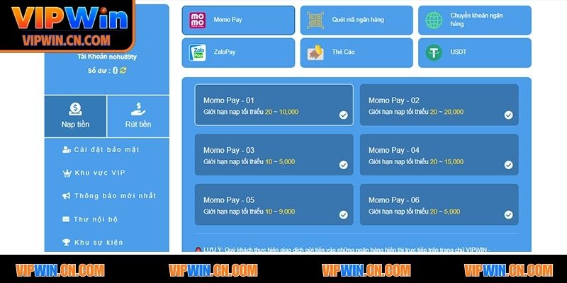 Hướng dẫn siêu chi tiết quy trình nạp tiền VIPWIN đảm bảo thành công
